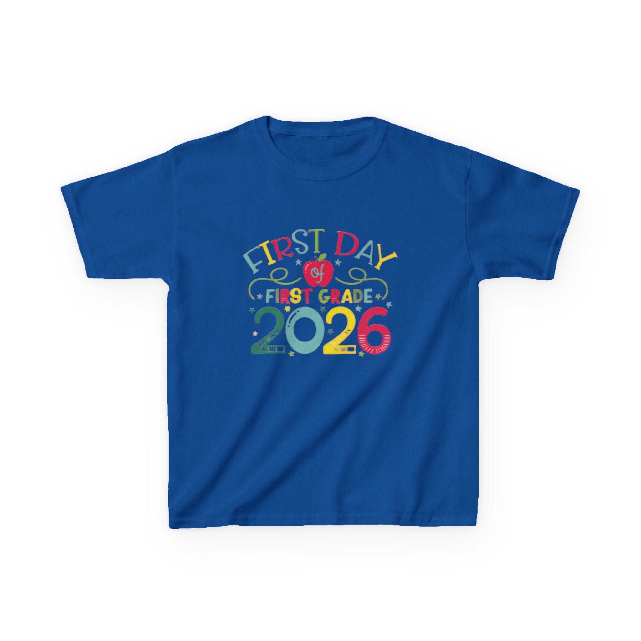 First Day First Grade 2026 Kids T-Shirt — Colorful Back-to-School Shirt