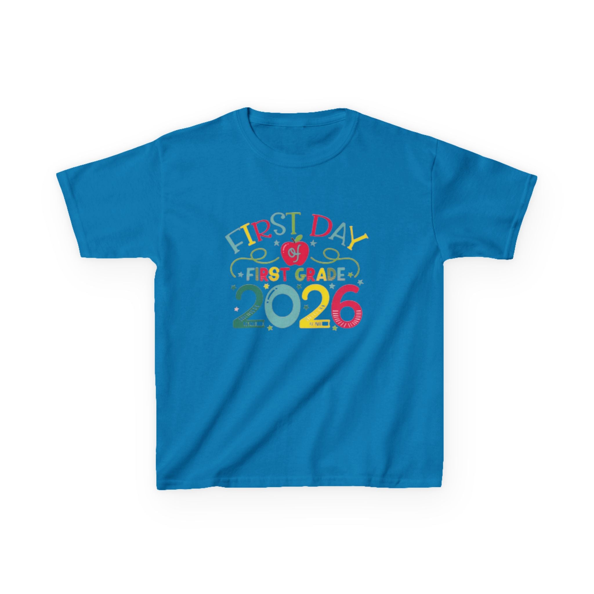First Day First Grade 2026 Kids T-Shirt — Colorful Back-to-School Shirt