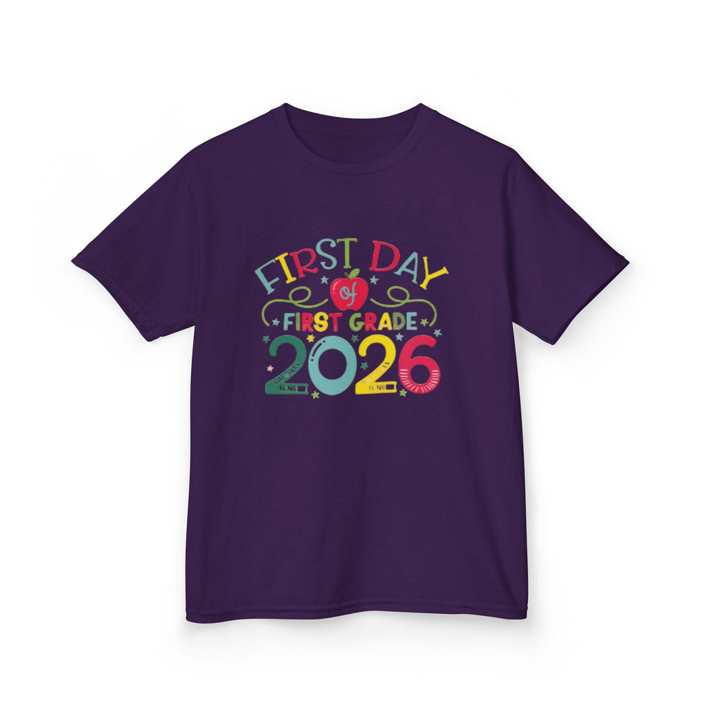 First Day First Grade 2026 Kids T-Shirt — Colorful Back-to-School Shirt