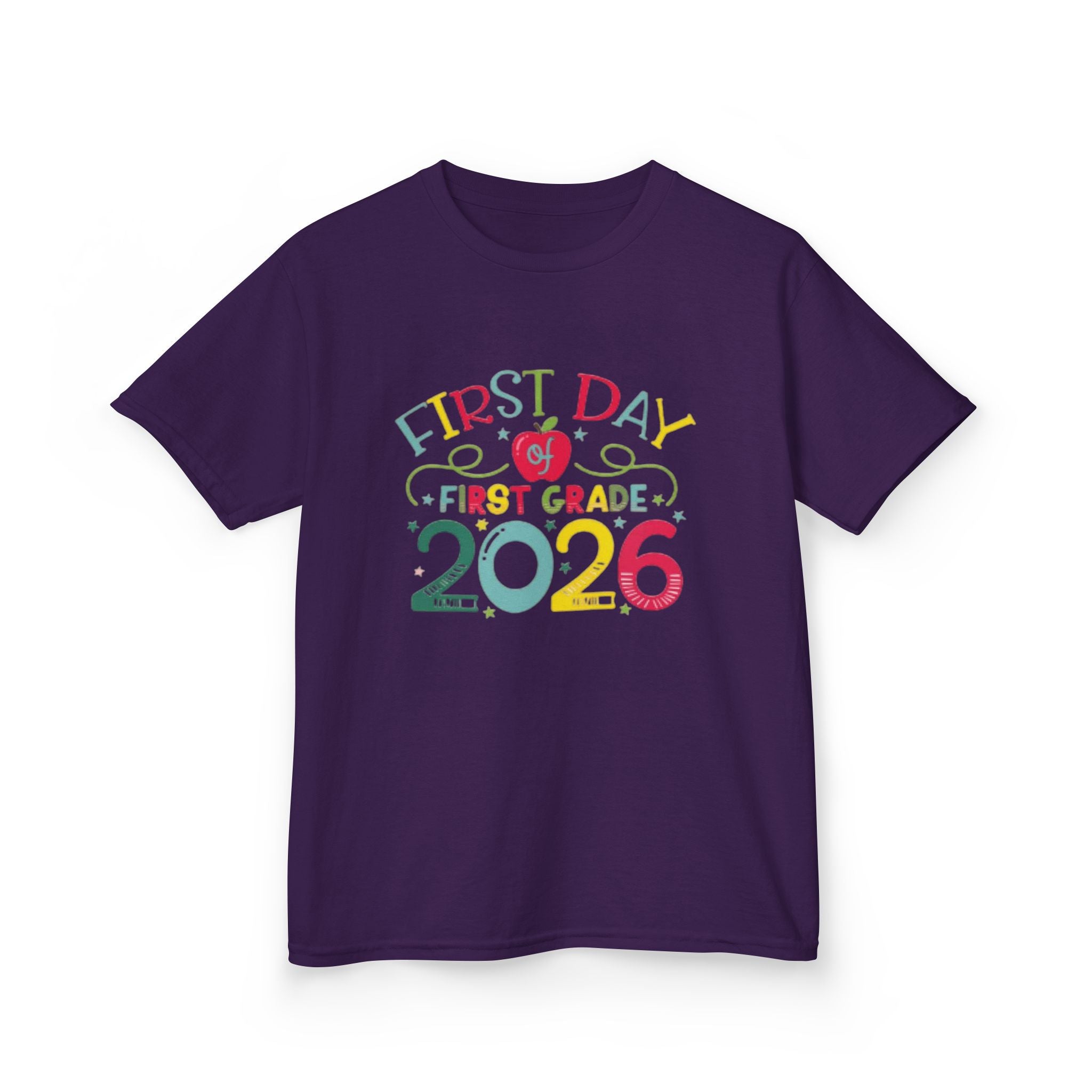 First Day First Grade 2026 Kids T-Shirt — Colorful Back-to-School Shirt