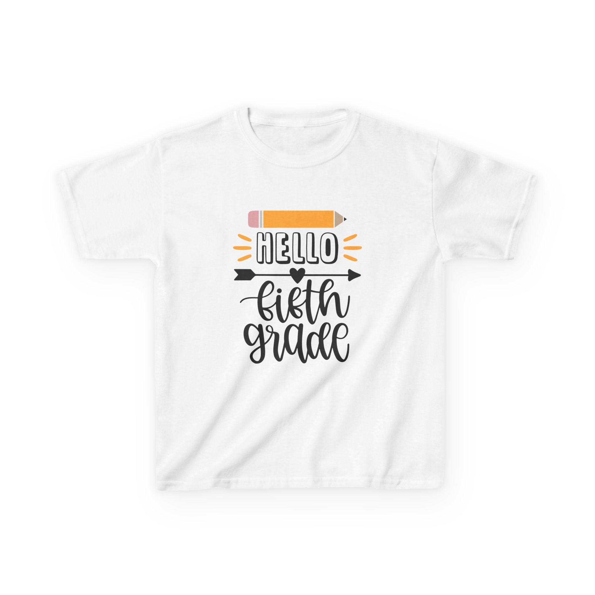 Kids T-Shirt - "Hello Fifth Grade" Back-to-School Pencil Design