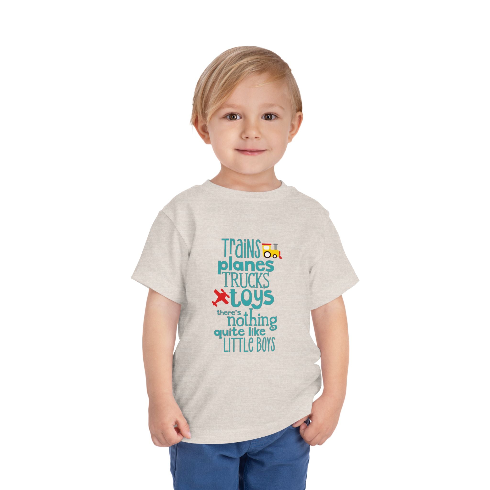 Toddler Tee – "Trains Planes Trucks Toys" Little Boys Graphic Shirt