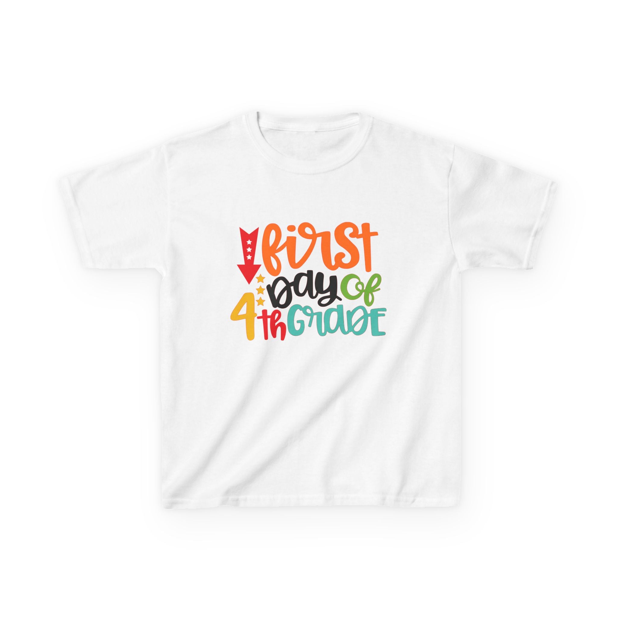 Kids T-Shirt — "First Day of 4th Grade" Colorful Back-to-School Tee