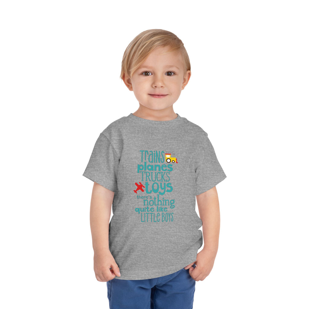 Toddler Tee – "Trains Planes Trucks Toys" Little Boys Graphic Shirt