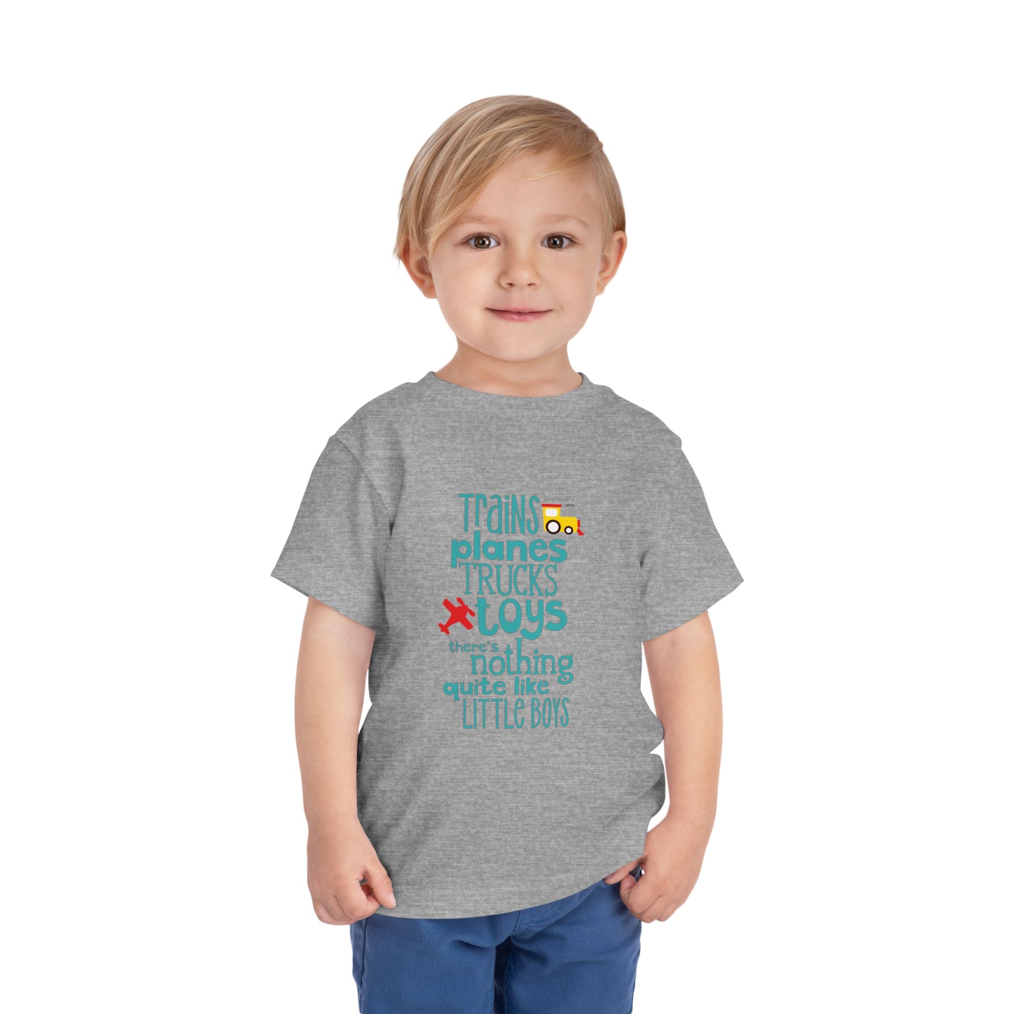 Toddler Tee – "Trains Planes Trucks Toys" Little Boys Graphic Shirt