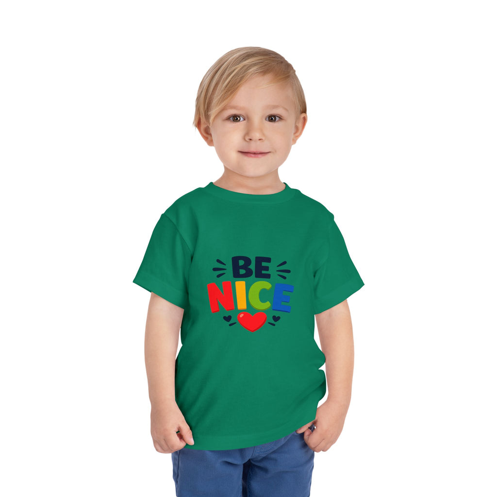 Be Nice Toddler Tee - Colorful Heart Kindness Shirt for Kids