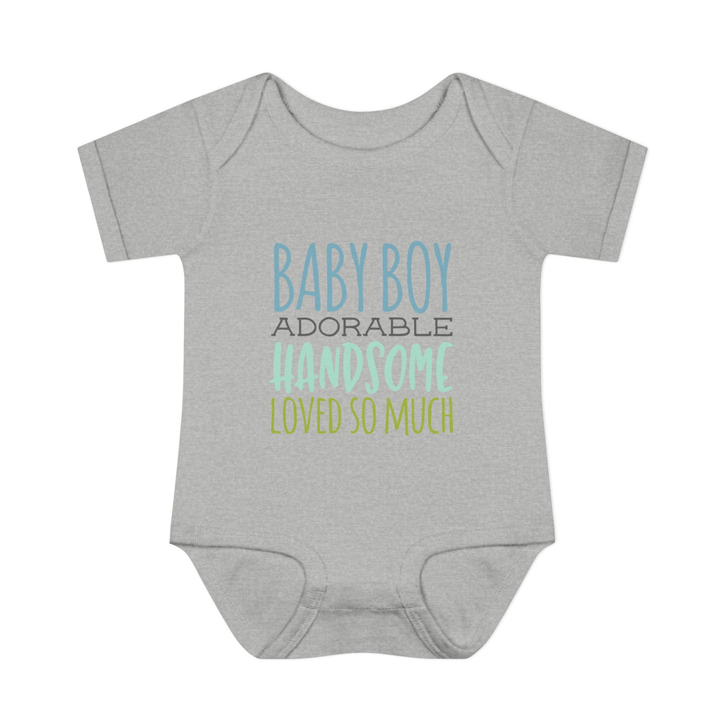 Baby Boy Bodysuit - "Baby Boy Adorable Handsome Loved So Much" Infant Onesie