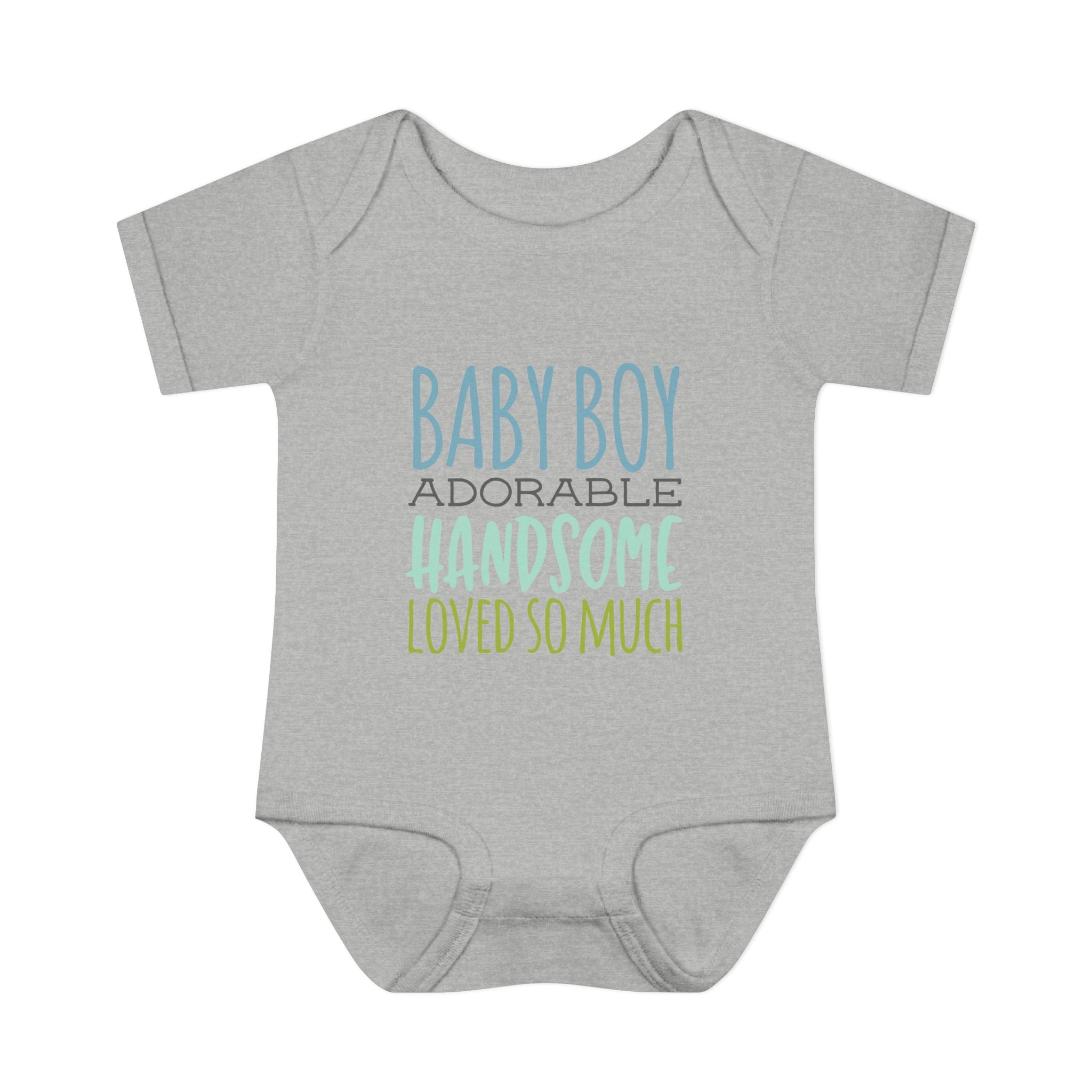 Baby Boy Bodysuit - "Baby Boy Adorable Handsome Loved So Much" Infant Onesie
