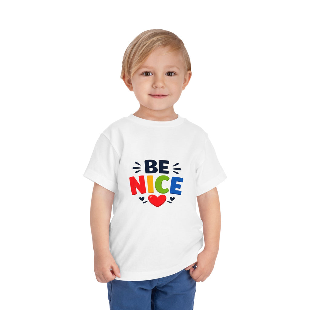 Be Nice Toddler Tee - Colorful Heart Kindness Shirt for Kids