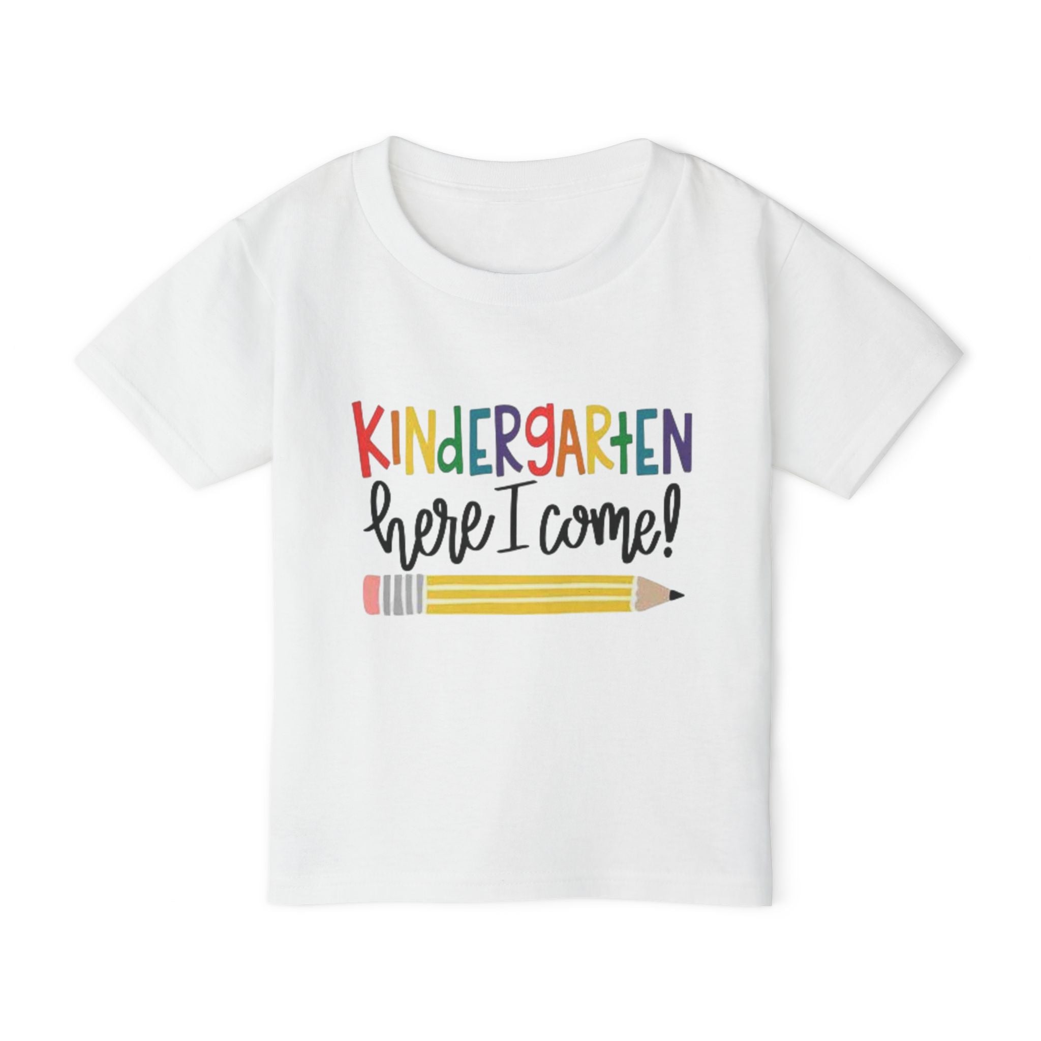 Toddler T-Shirt – “Kindergarten Here I Come!” Back-to-School Graphic