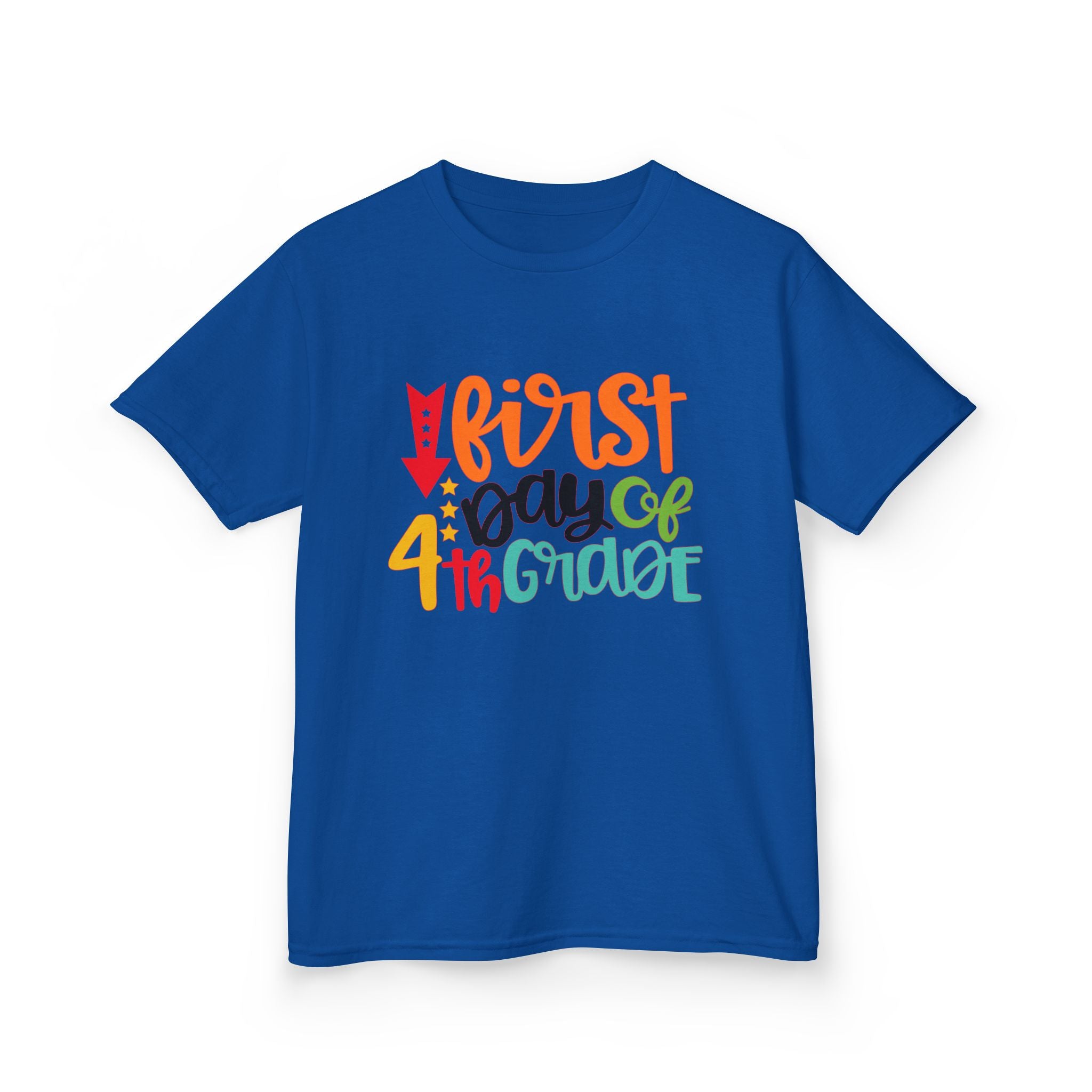Kids T-Shirt — "First Day of 4th Grade" Colorful Back-to-School Tee