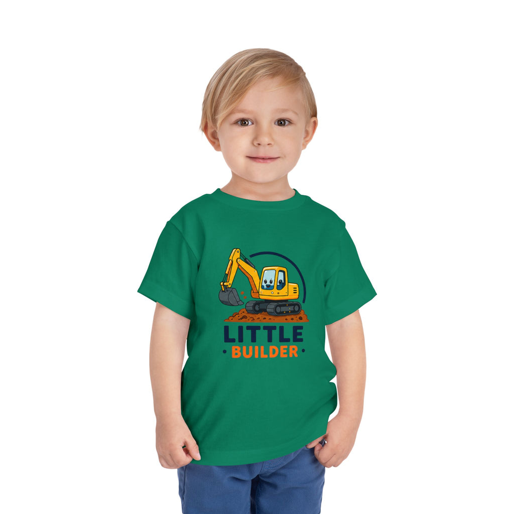 Toddler Tee — "Little Builder" Excavator Shirt for Kids