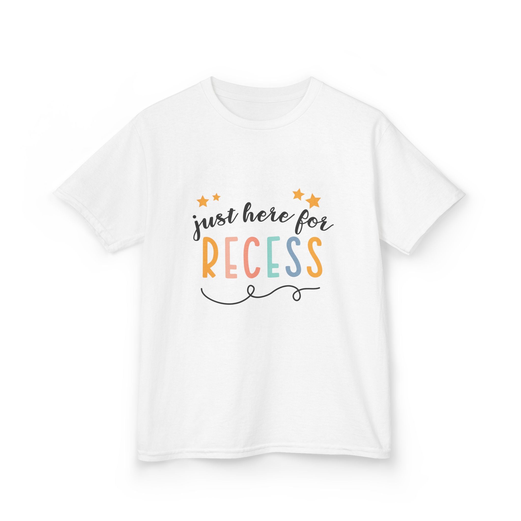 Kids Tee — "Just Here for Recess" Playful School Shirt