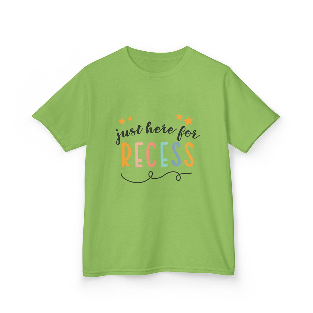 Kids Tee — "Just Here for Recess" Playful School Shirt