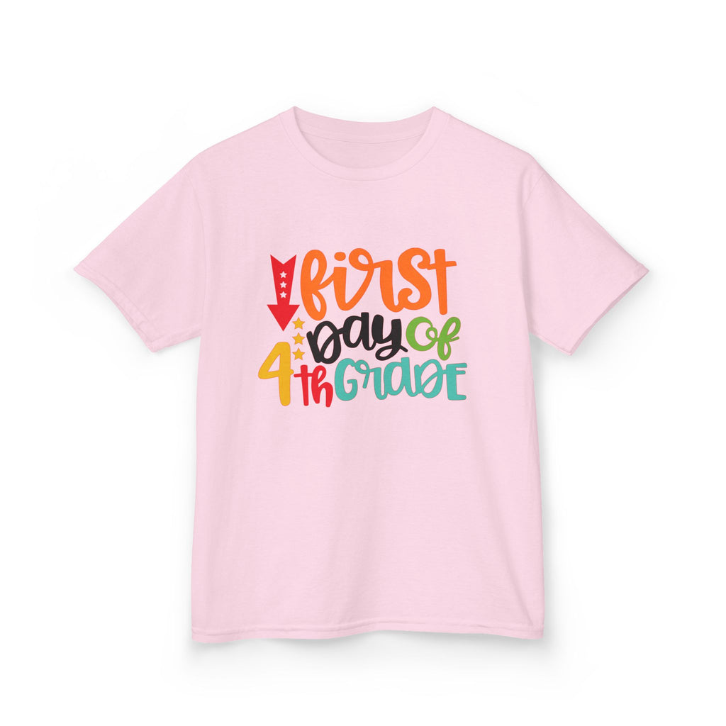 Kids T-Shirt — "First Day of 4th Grade" Colorful Back-to-School Tee