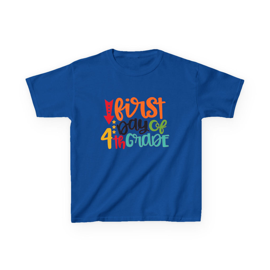 Kids T-Shirt — "First Day of 4th Grade" Colorful Back-to-School Tee