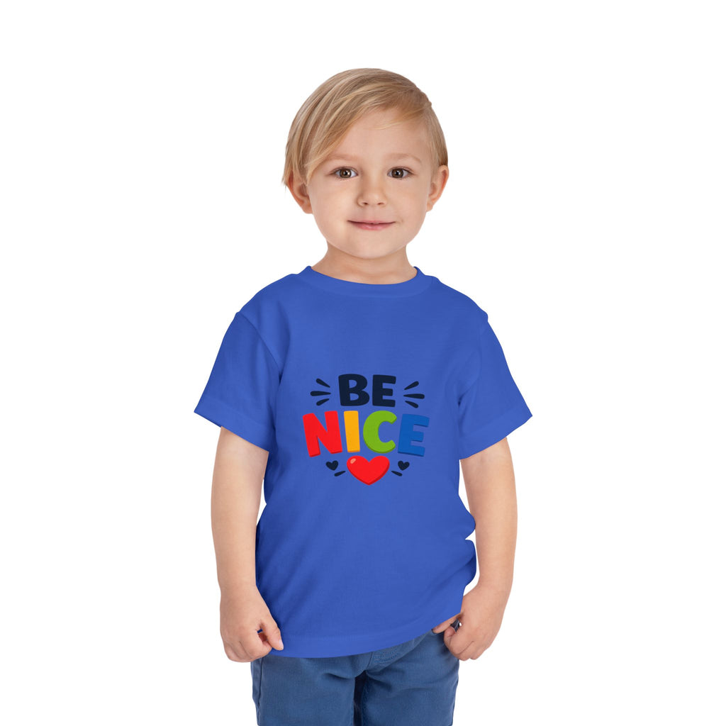 Be Nice Toddler Tee - Colorful Heart Kindness Shirt for Kids