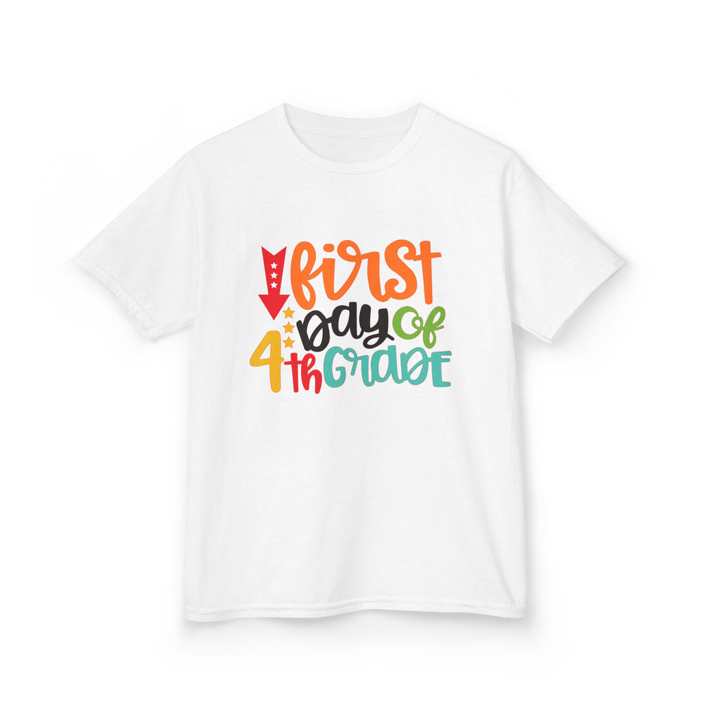 Kids T-Shirt — "First Day of 4th Grade" Colorful Back-to-School Tee