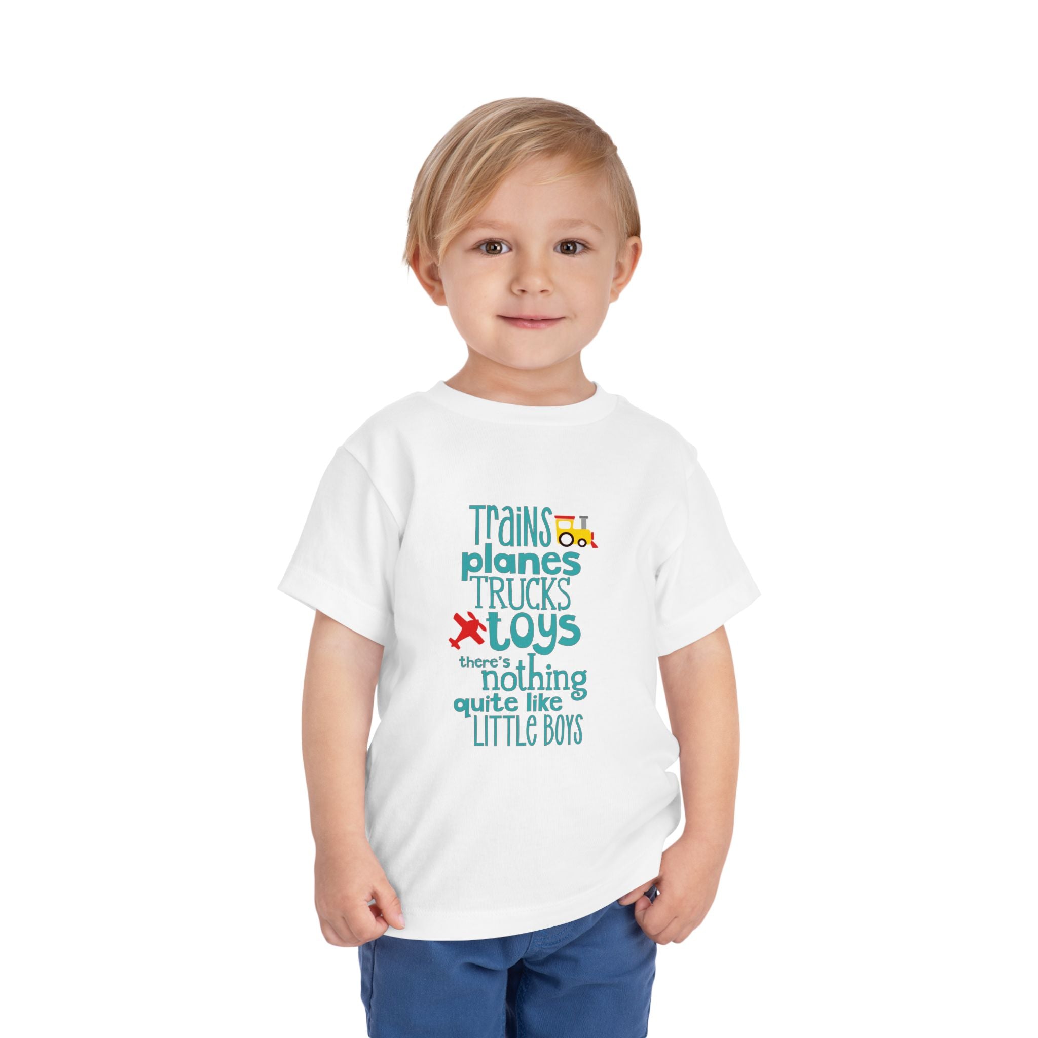 Toddler Tee – "Trains Planes Trucks Toys" Little Boys Graphic Shirt