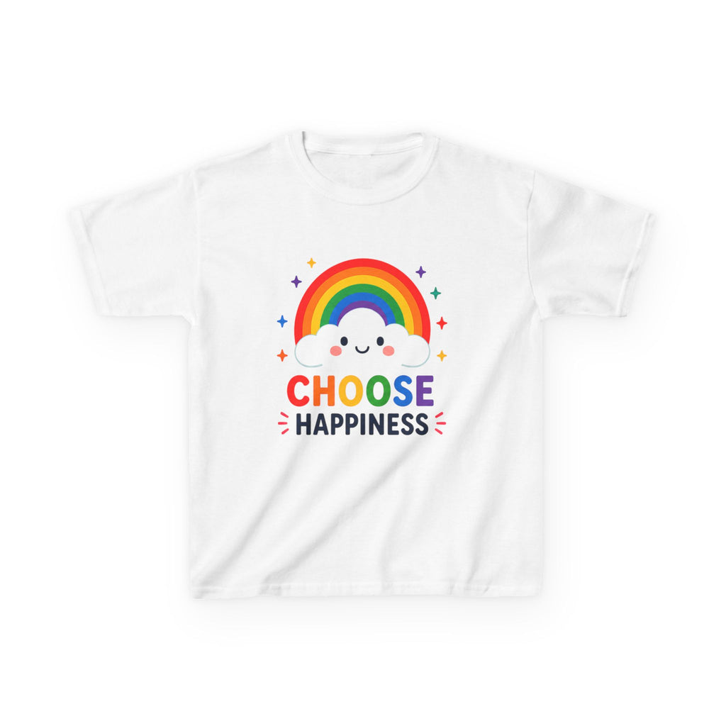Kids T-Shirt — "Choose Happiness" Rainbow Cloud Graphic