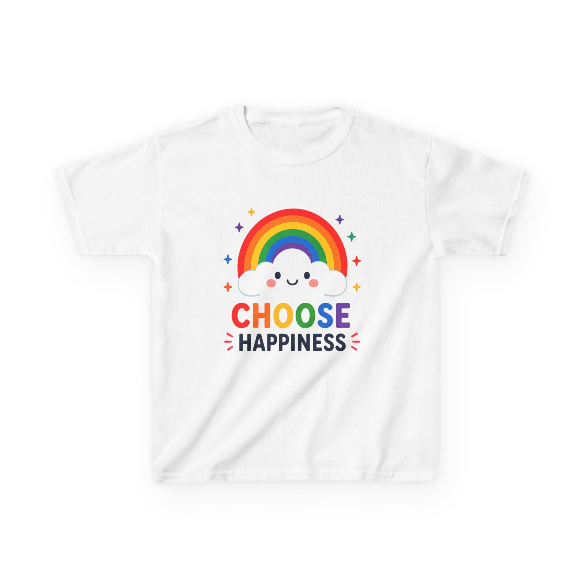 Kids T-Shirt — "Choose Happiness" Rainbow Cloud Graphic