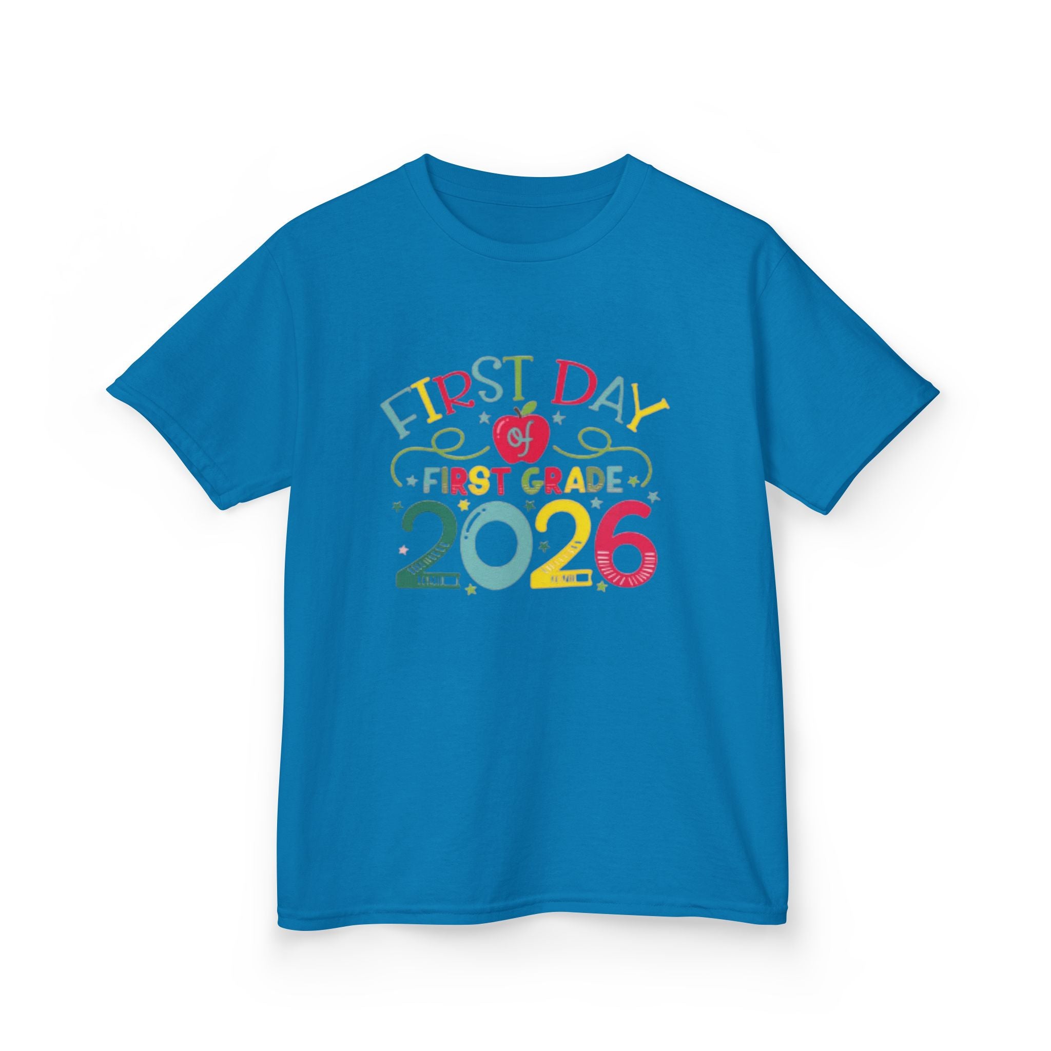 First Day First Grade 2026 Kids T-Shirt — Colorful Back-to-School Shirt