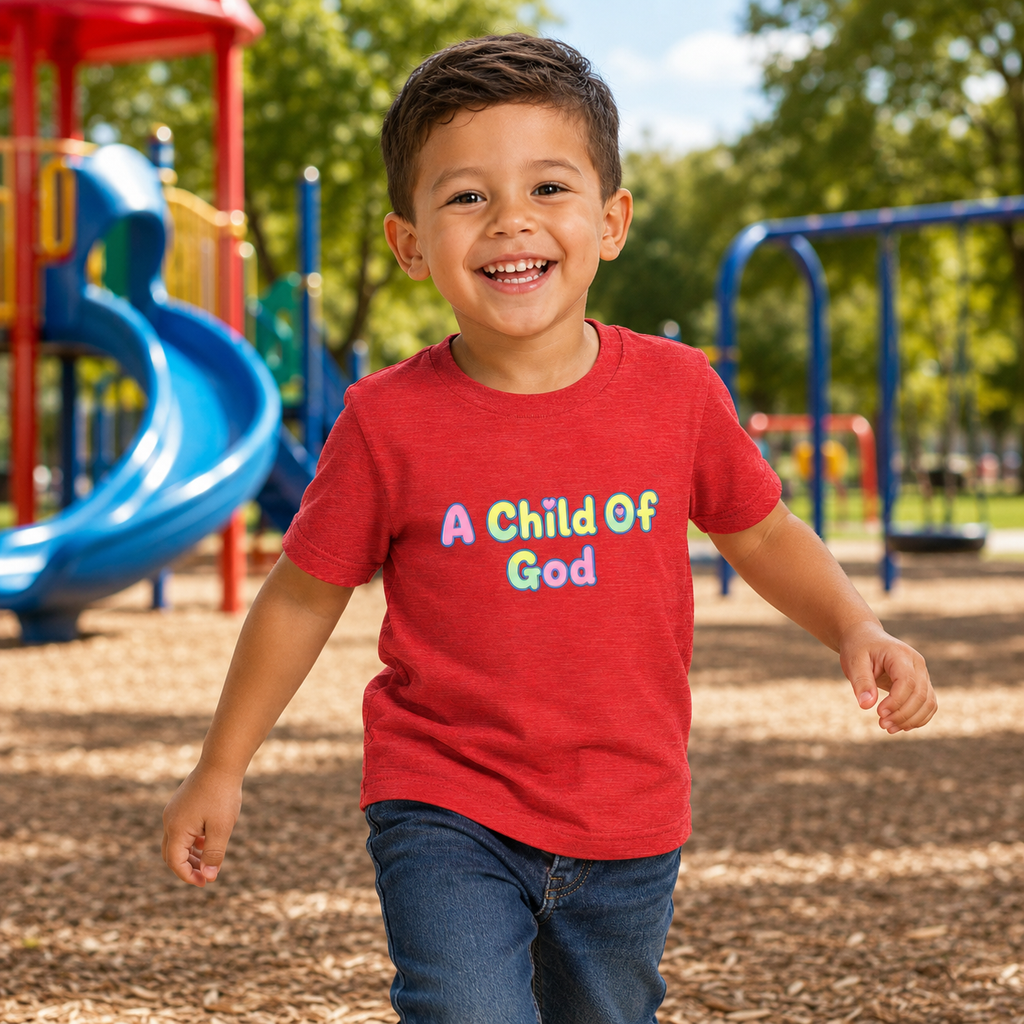 Toddler Tee - "A Child of God" Pastel Faith Shirt