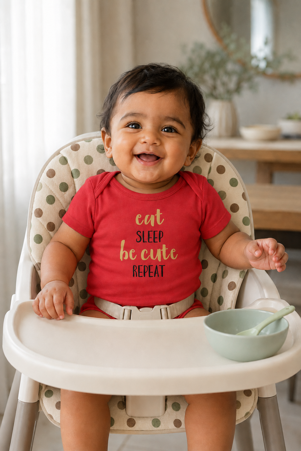 Infant Bodysuit — “Eat, Sleep, Be Cute, Repeat”