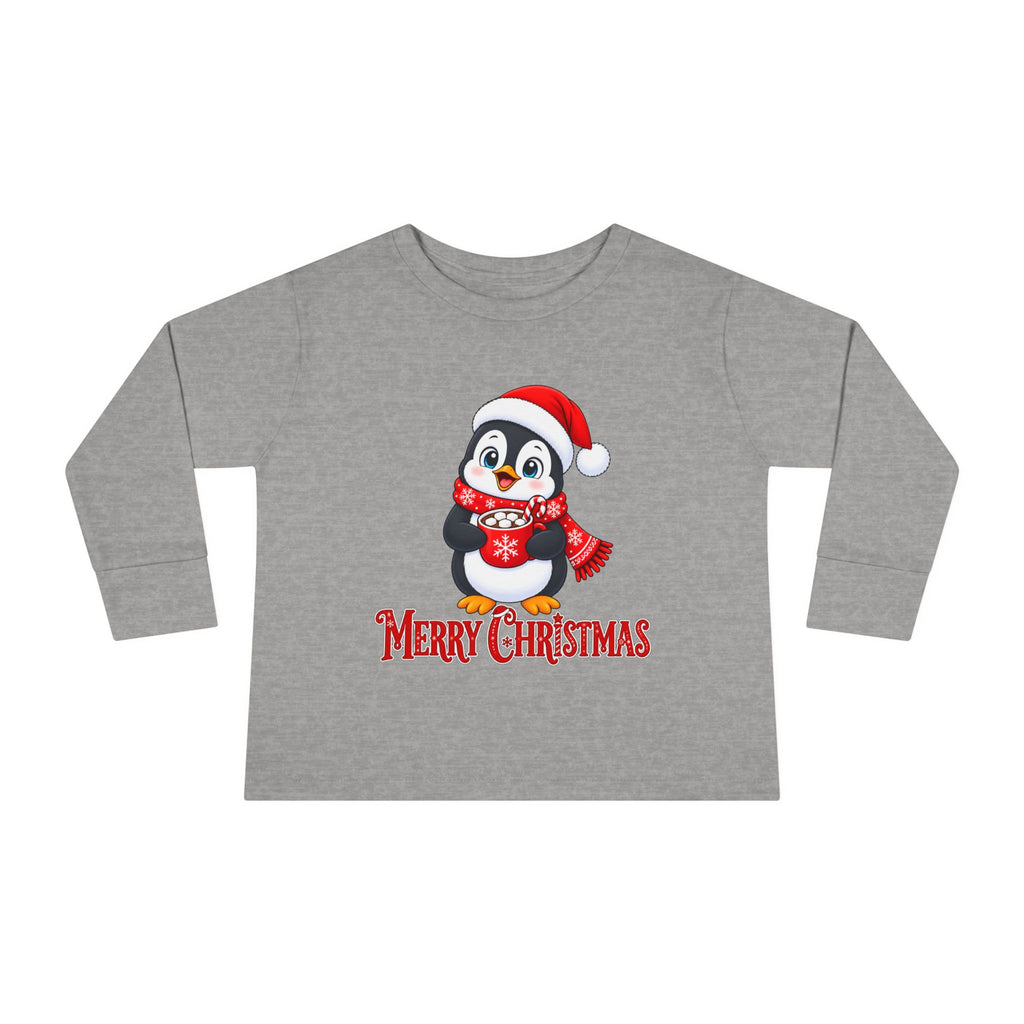 Toddler Long Sleeve Tee — Merry Christmas Penguin Holiday Shirt