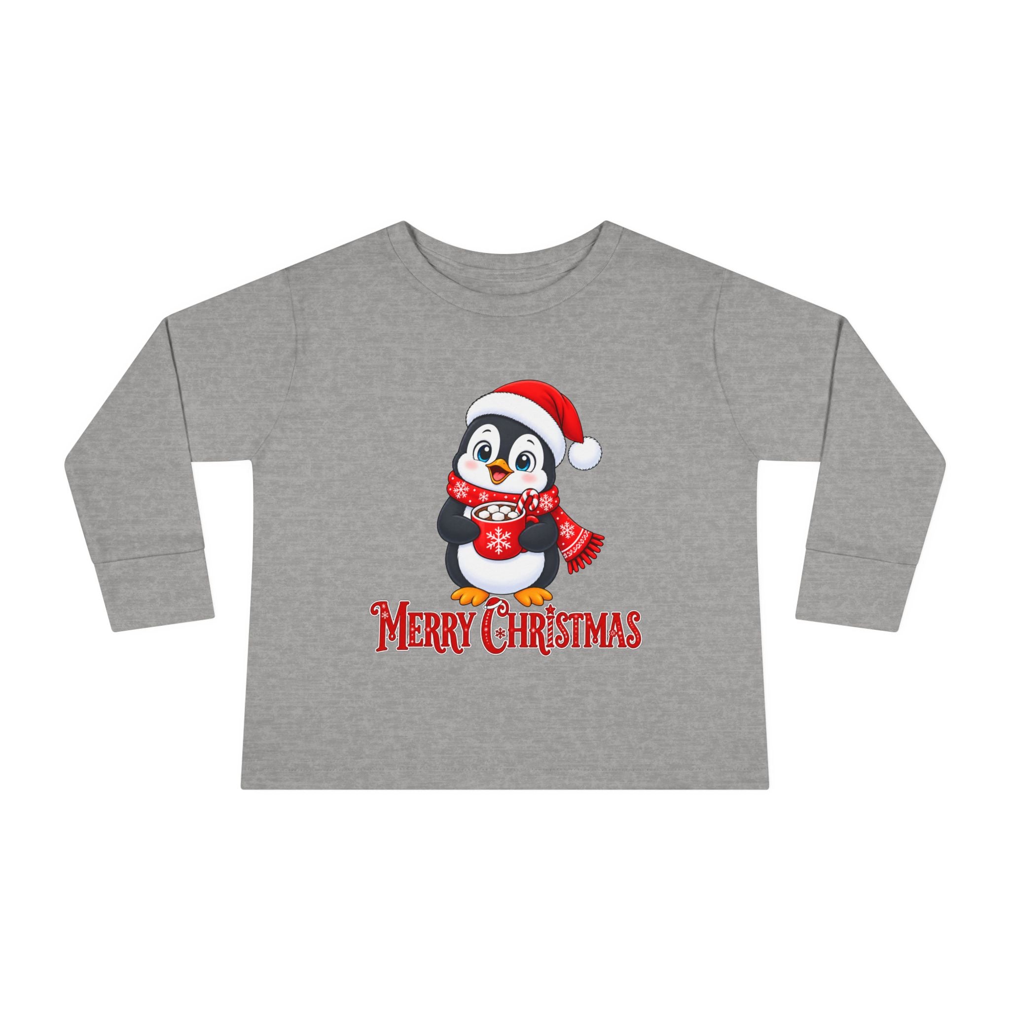 Toddler Long Sleeve Tee — Merry Christmas Penguin Holiday Shirt