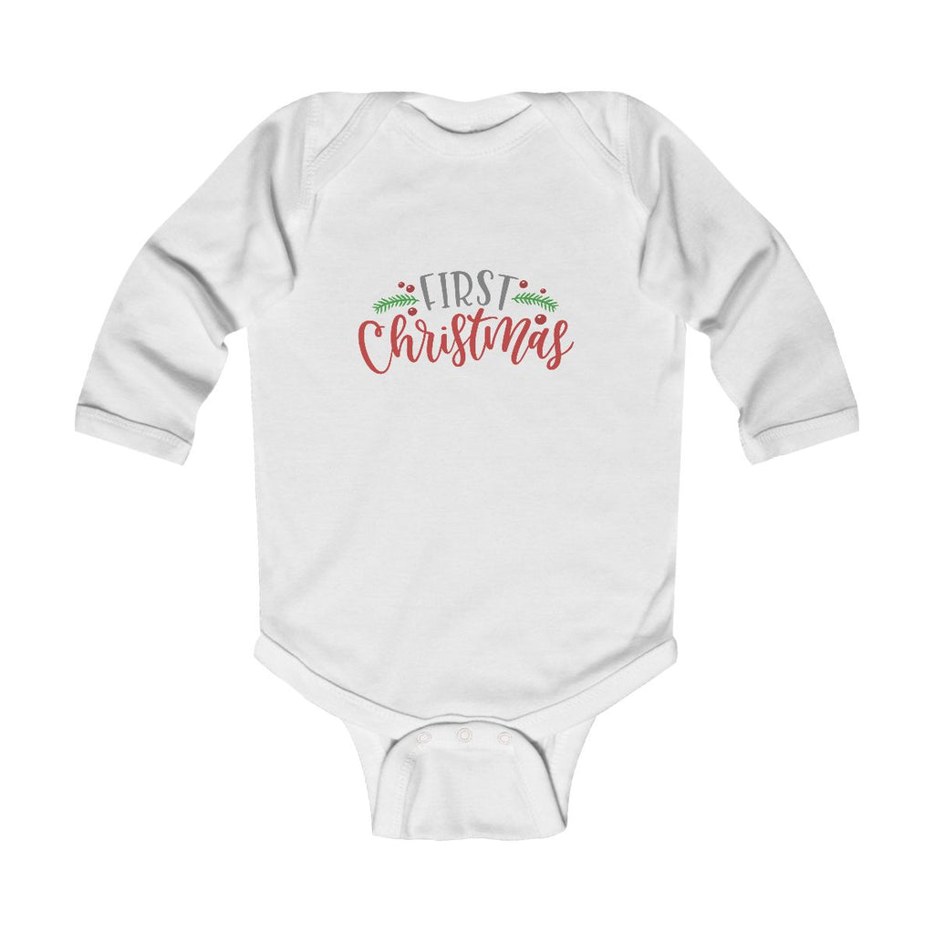 First Christmas Infant Bodysuit — Baby’s First Christmas Long Sleeve Onesie