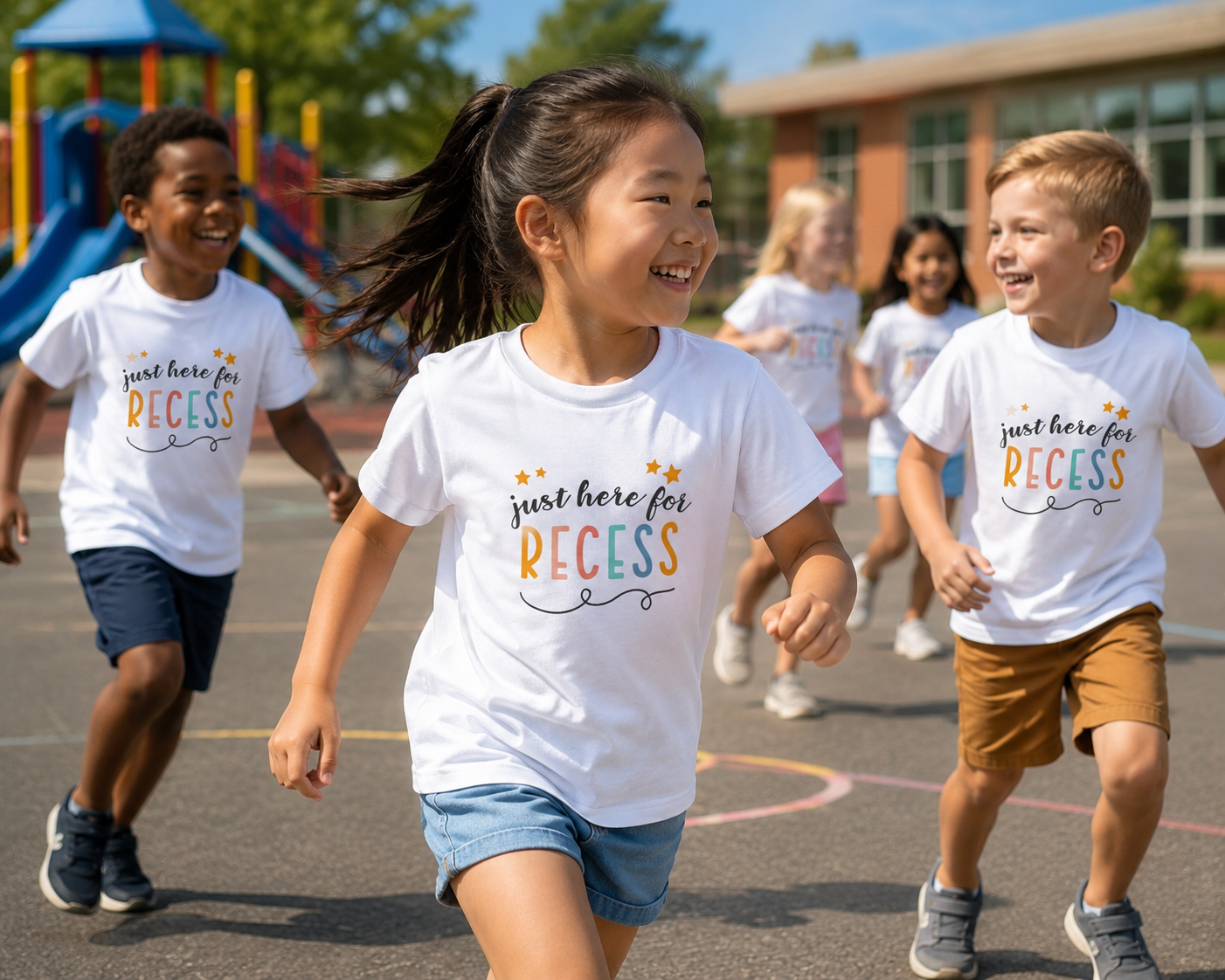 Kids Tee — "Just Here for Recess"
