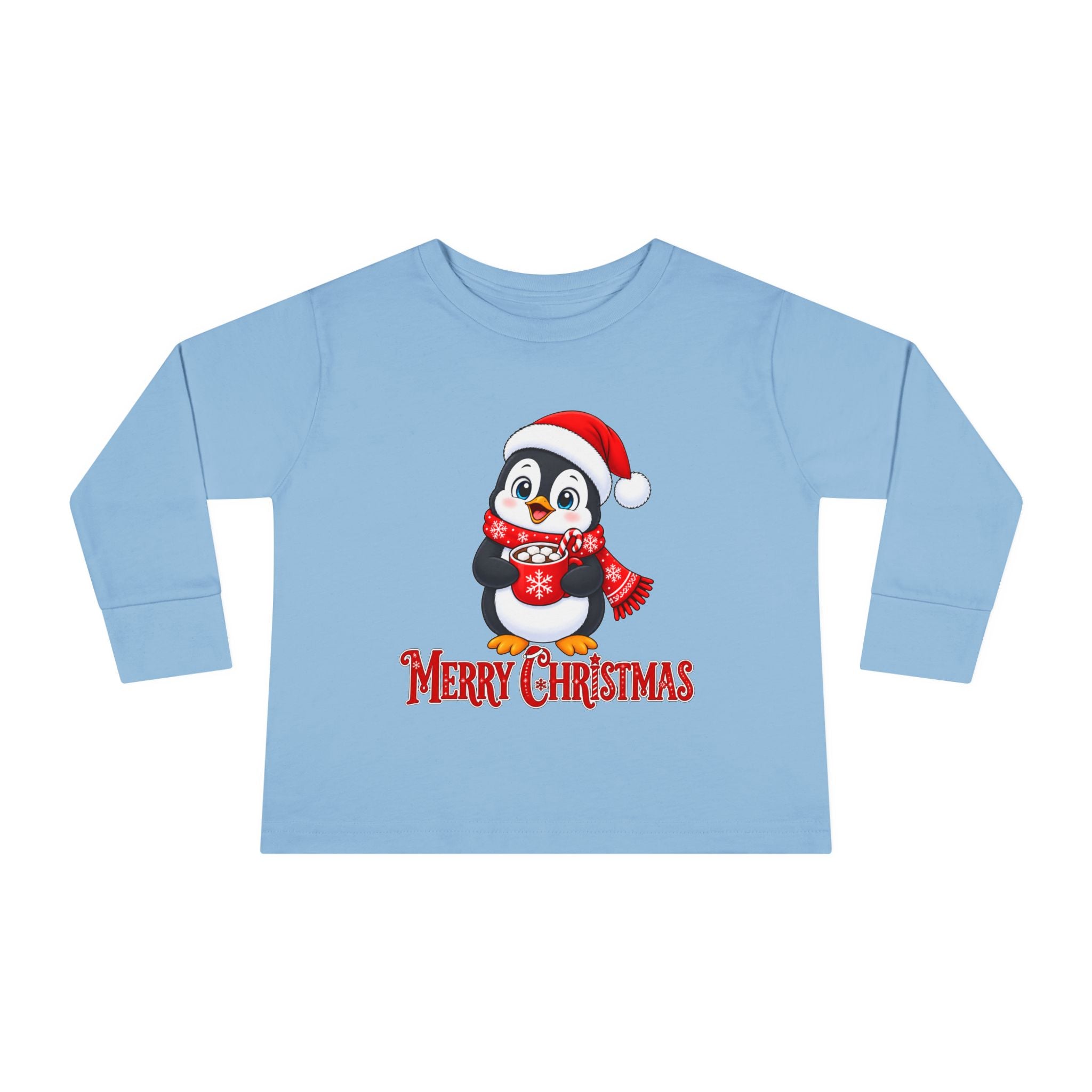 Toddler Long Sleeve Tee — Merry Christmas Penguin Holiday Shirt
