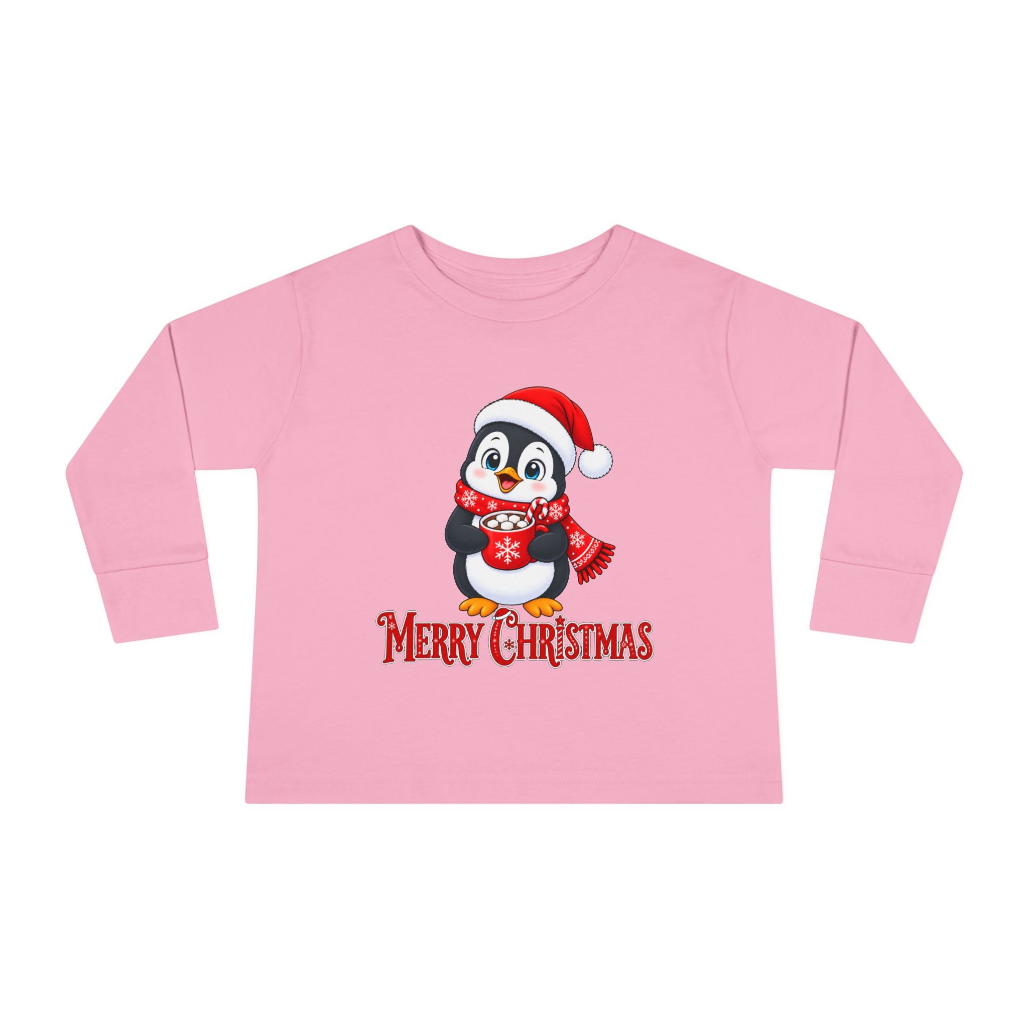 Toddler Long Sleeve Tee — Merry Christmas Penguin Holiday Shirt